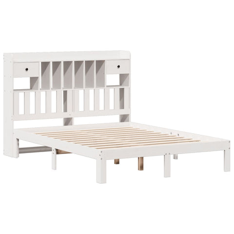 vidaXL Bookcase Bed without Mattress White 150x200cm Solid Wood Pine