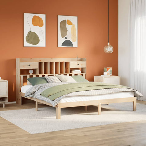 vidaXL Bookcase Bed without Mattress 180x200cm Solid Wood Pine