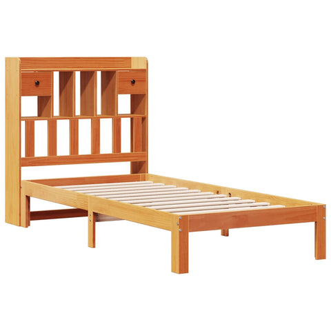 vidaXL Bookcase Bed without Mattress Wax Brown 90x190cm Solid Wood Pine