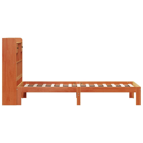 vidaXL Bookcase Bed without Mattress Wax Brown 90x190cm Solid Wood Pine