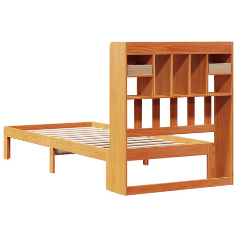 vidaXL Bookcase Bed without Mattress Wax Brown 90x190cm Solid Wood Pine