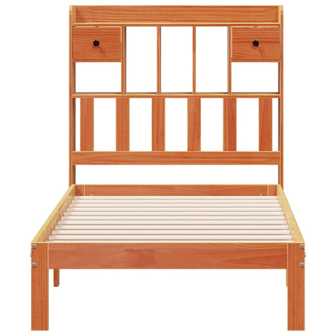 vidaXL Bookcase Bed without Mattress Wax Brown 100x200cm Solid Wood Pine