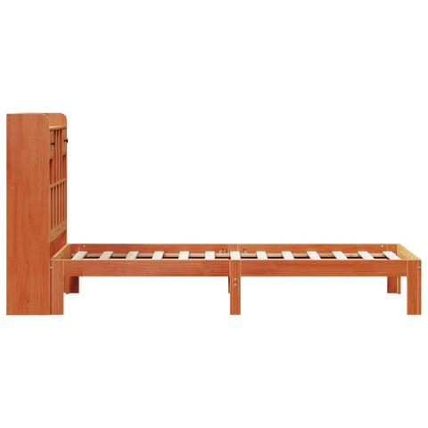 vidaXL Bookcase Bed without Mattress Wax Brown 100x200cm Solid Wood Pine