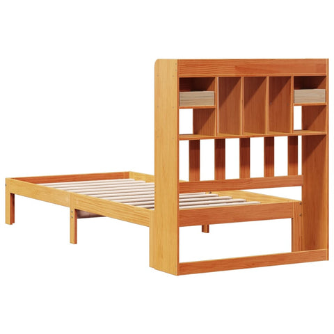 vidaXL Bookcase Bed without Mattress Wax Brown 100x200cm Solid Wood Pine