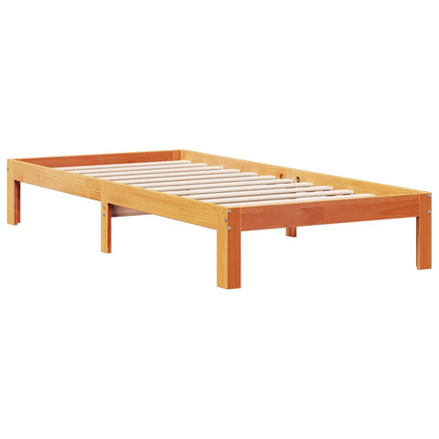 vidaXL Bookcase Bed without Mattress Wax Brown 100x200cm Solid Wood Pine