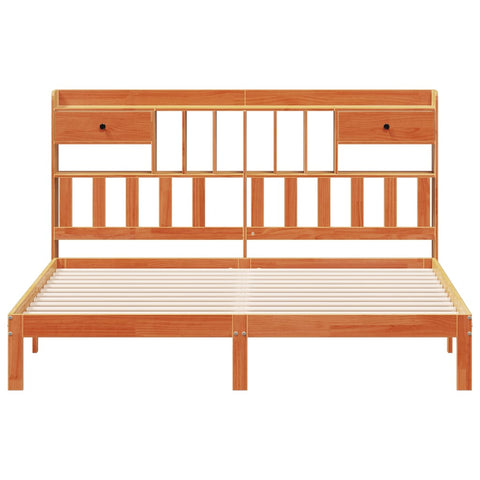 vidaXL Bookcase Bed without Mattress Wax Brown 180x200cm Solid Wood Pine