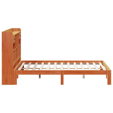 vidaXL Bookcase Bed without Mattress Wax Brown 180x200cm Solid Wood Pine