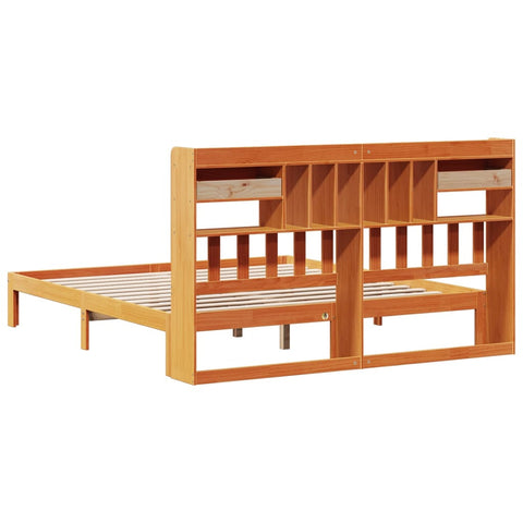 vidaXL Bookcase Bed without Mattress Wax Brown 180x200cm Solid Wood Pine