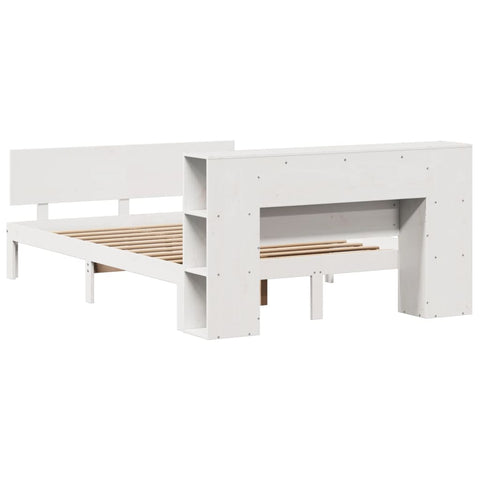 vidaXL Bookcase Bed without Mattress White 120x190 cm Small Double Solid Wood Pine