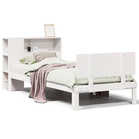 vidaXL Bookcase Bed without Mattress White 90x200cm Solid Wood Pine