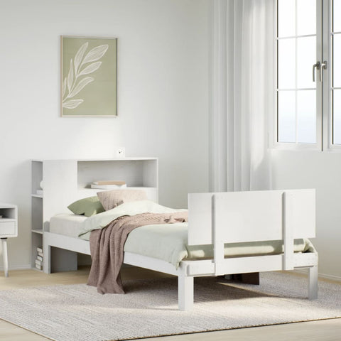 vidaXL Bookcase Bed without Mattress White 90x200cm Solid Wood Pine