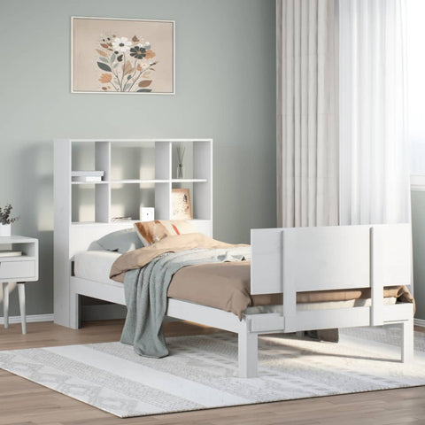 vidaXL Bookcase Bed without Mattress White 90x200cm Solid Wood Pine