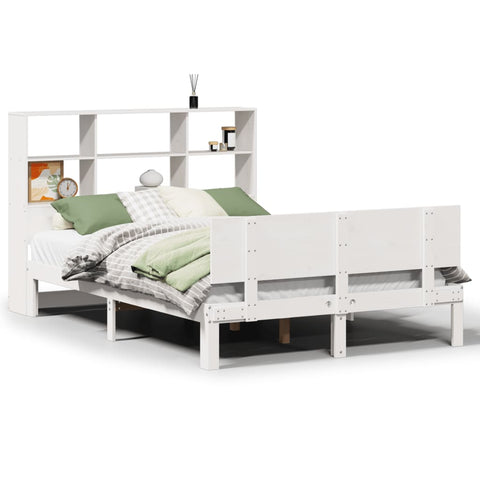 vidaXL Bookcase Bed without Mattress White 140x200cm Solid Wood Pine