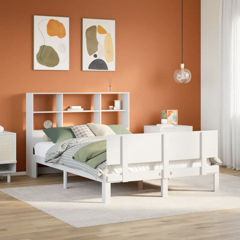 vidaXL Bookcase Bed without Mattress White 140x200cm Solid Wood Pine