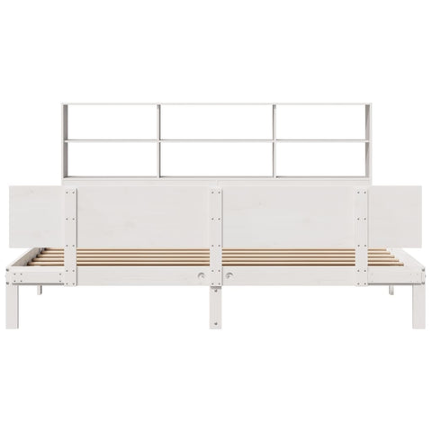 vidaXL Bookcase Bed without Mattress White 200x200cm Solid Wood Pine