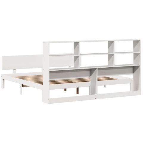 vidaXL Bookcase Bed without Mattress White 200x200cm Solid Wood Pine