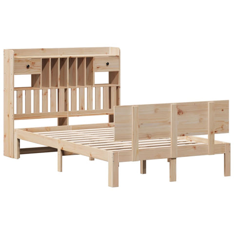 vidaXL Bookcase Bed without Mattress 135x190 cm Double Solid Wood Pine
