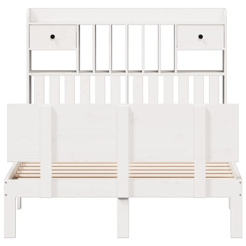 vidaXL Bookcase Bed without Mattress White 135x190 cm Double Solid Wood Pine