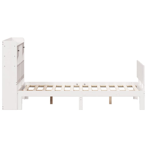 vidaXL Bookcase Bed without Mattress White 135x190 cm Double Solid Wood Pine