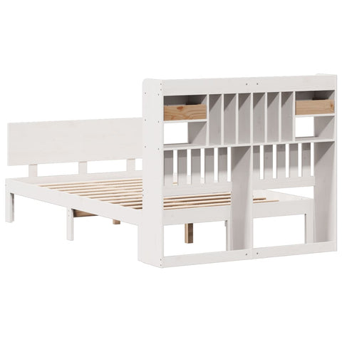 vidaXL Bookcase Bed without Mattress White 135x190 cm Double Solid Wood Pine