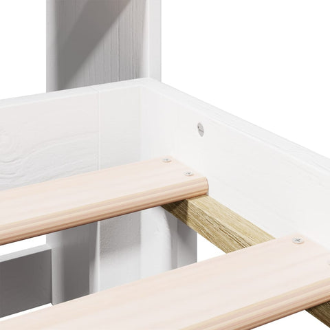 vidaXL Bookcase Bed without Mattress White 135x190 cm Double Solid Wood Pine