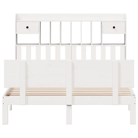 vidaXL Bookcase Bed without Mattress White 150x200 cm King Size Solid Wood Pine