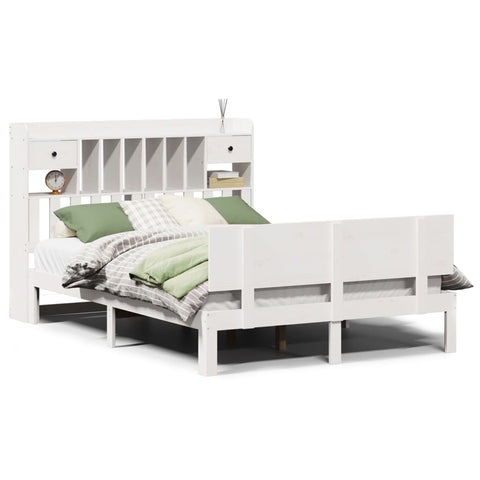 vidaXL Bookcase Bed without Mattress White 160x200cm Solid Wood Pine