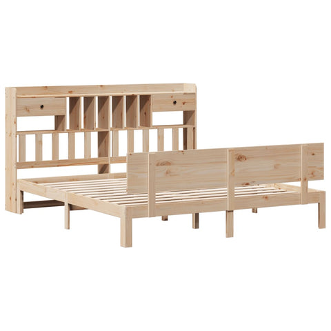 vidaXL Bookcase Bed without Mattress 180x200 cm Super King Solid Wood Pine