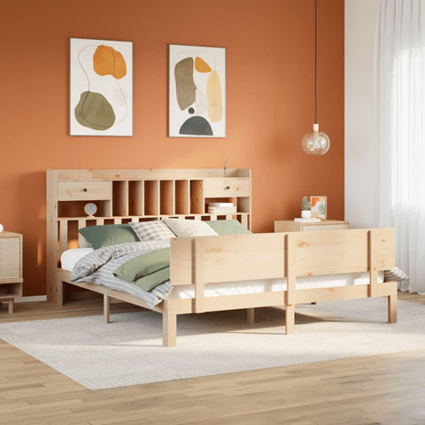 vidaXL Bookcase Bed without Mattress 180x200 cm Super King Solid Wood Pine