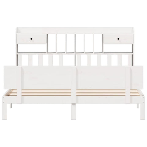 vidaXL Bookcase Bed without Mattress White 180x200 cm Super King Solid Wood Pine