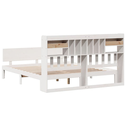 vidaXL Bookcase Bed without Mattress White 180x200 cm Super King Solid Wood Pine
