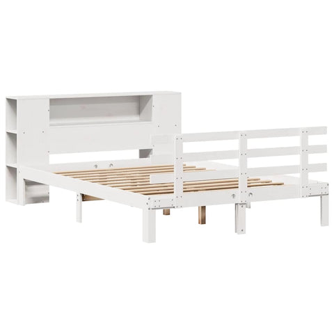 vidaXL Bookcase Bed without Mattress White 135x190 cm Double Solid Wood Pine