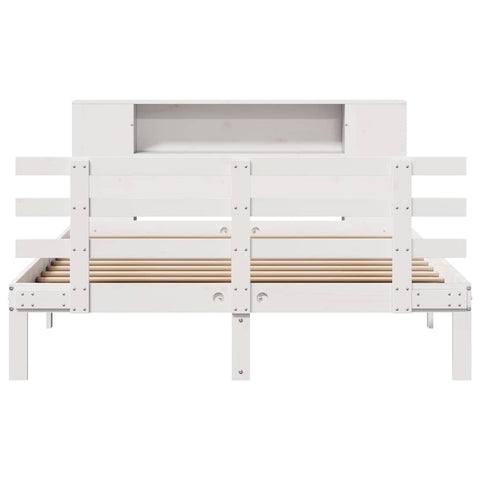 vidaXL Bookcase Bed without Mattress White 135x190 cm Double Solid Wood Pine