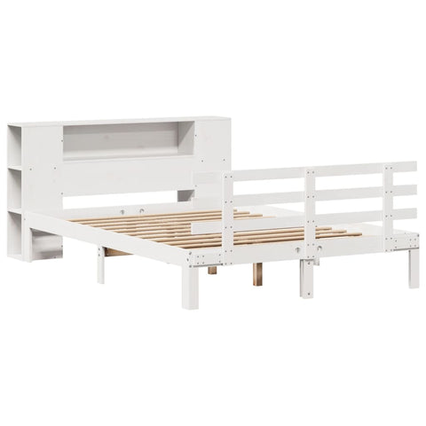vidaXL Bookcase Bed without Mattress White 150x200 cm King Size Solid Wood Pine