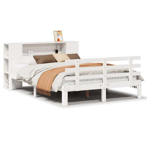 vidaXL Bookcase Bed without Mattress White 160x200cm Solid Wood Pine