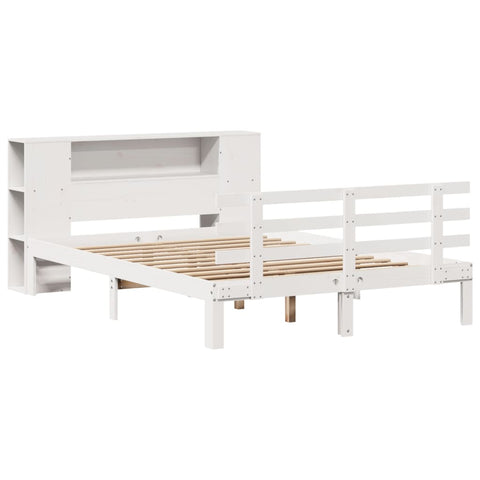 vidaXL Bookcase Bed without Mattress White 160x200cm Solid Wood Pine