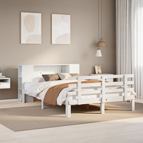 vidaXL Bookcase Bed without Mattress White 160x200cm Solid Wood Pine