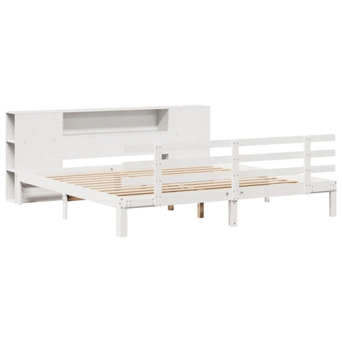 vidaXL Bookcase Bed without Mattress White 180x200 cm Super King Solid Wood Pine