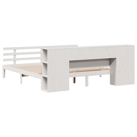 vidaXL Bookcase Bed without Mattress White 180x200 cm Super King Solid Wood Pine