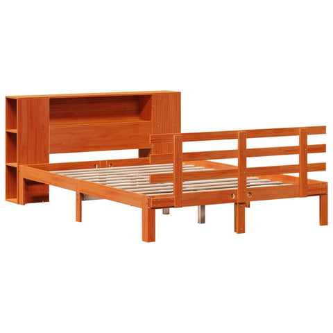 vidaXL Bookcase Bed without Mattress Wax Brown 150x200 cm King Size Solid Wood Pine