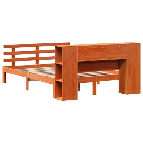 vidaXL Bookcase Bed without Mattress Wax Brown 150x200 cm King Size Solid Wood Pine