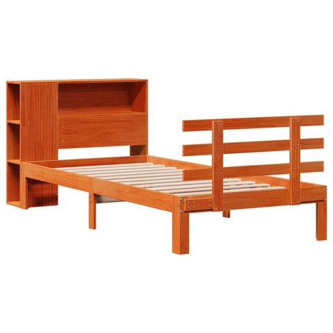 vidaXL Bookcase Bed without Mattress Wax Brown 75x190 cm Small Single Solid Wood Pine