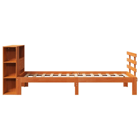 vidaXL Bookcase Bed without Mattress Wax Brown 75x190 cm Small Single Solid Wood Pine
