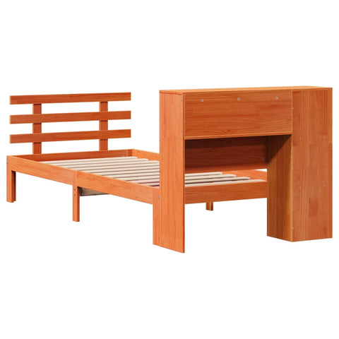 vidaXL Bookcase Bed without Mattress Wax Brown 75x190 cm Small Single Solid Wood Pine