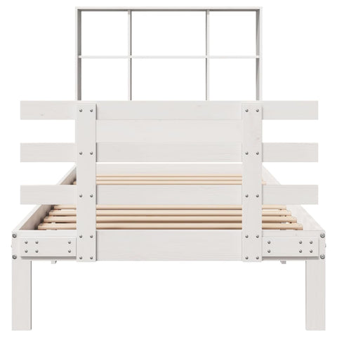 vidaXL Bookcase Bed without Mattress White 90x190 cm Single Solid Wood Pine