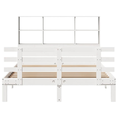 vidaXL Bookcase Bed without Mattress White 120x190 cm Small Double Solid Wood Pine