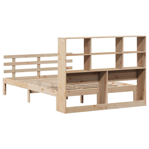 vidaXL Bookcase Bed without Mattress 135x190 cm Double Solid Wood Pine