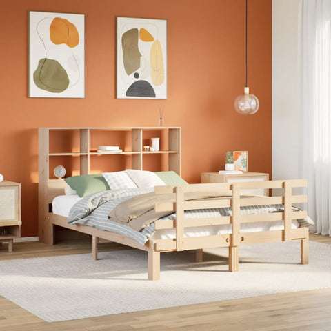 vidaXL Bookcase Bed without Mattress 135x190 cm Double Solid Wood Pine