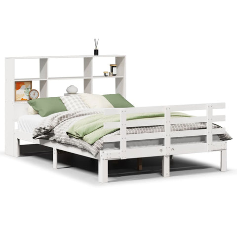 vidaXL Bookcase Bed without Mattress White 140x190cm Solid Wood Pine