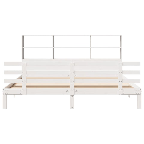 vidaXL Bookcase Bed without Mattress White 180x200 cm Super King Solid Wood Pine